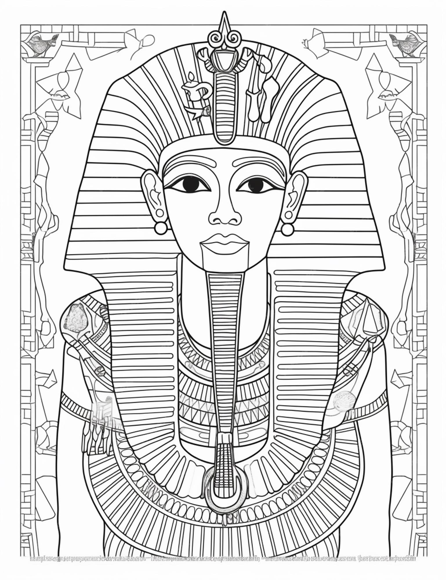 Premium Photo | A coloring page with an egyptian pharaoh mask generative ai