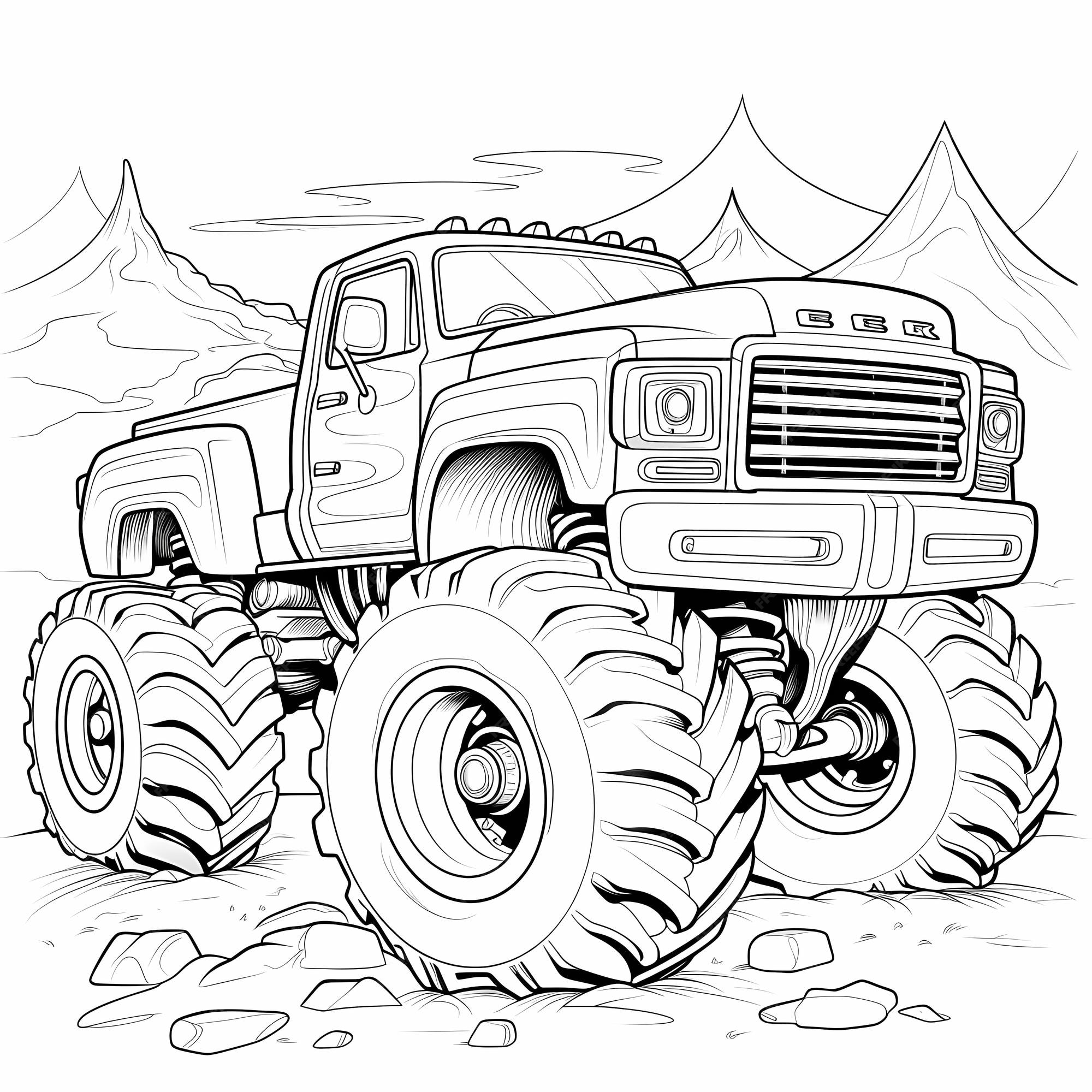 Premium Photo | Coloring pages for child monster truck low details ...