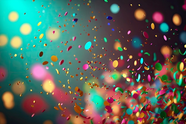 Premium Photo | Confetti falling on a colorful and sparkly background ...