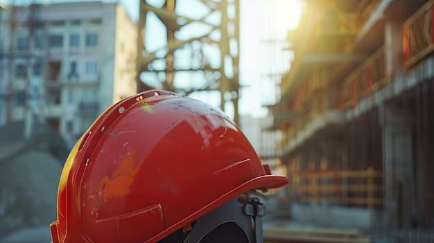 Premium Photo | Construction site workers prioritize safety with helmets