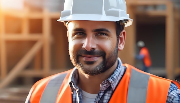 Premium Photo | A construction worker with a safety helmet