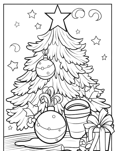 Premium Photo | Cute Christmas coloring page for kids