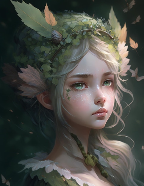 Premium AI Image | Delicate Forest Fairy Girl Fantasy Anime