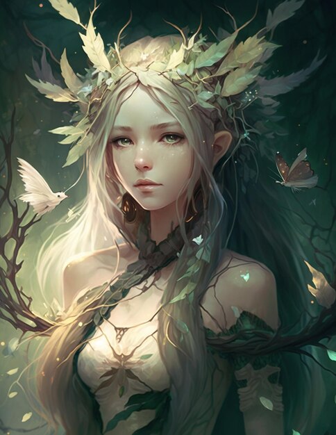 Premium AI Image | Delicate Forest Fairy Girl Fantasy Anime