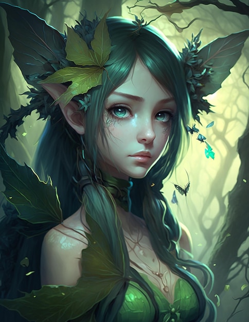 Premium AI Image | Delicate Forest Fairy Girl Fantasy Anime