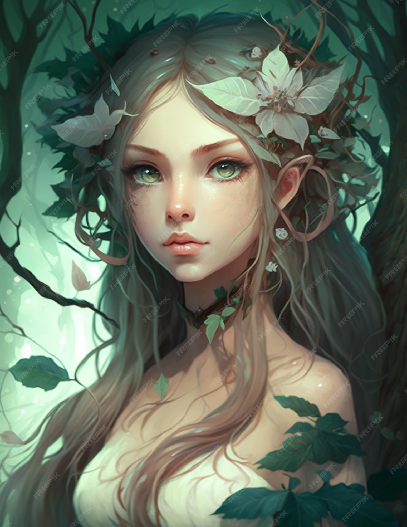 Premium AI Image | Delicate Forest Fairy Girl Fantasy Anime