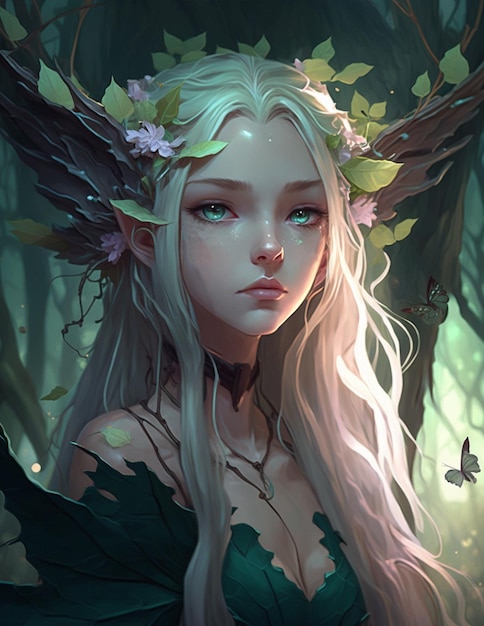 Premium AI Image | Delicate Forest Fairy Girl Fantasy Anime