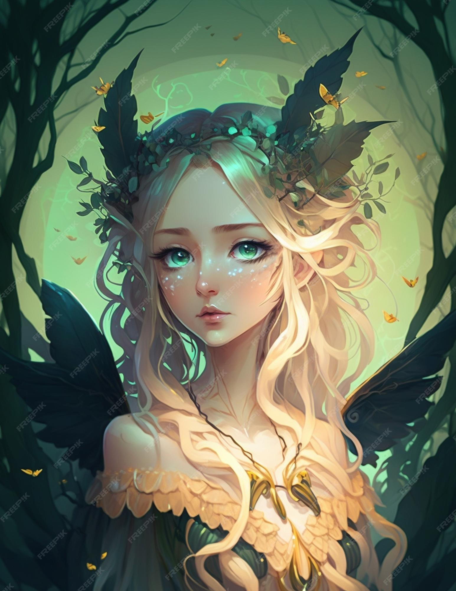 Premium AI Image | Delicate Forest Fairy Girl Fantasy Anime