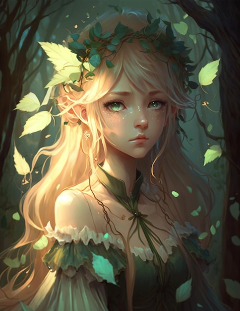 Premium Photo | Delicate Forest Fairy Girl Fantasy Anime