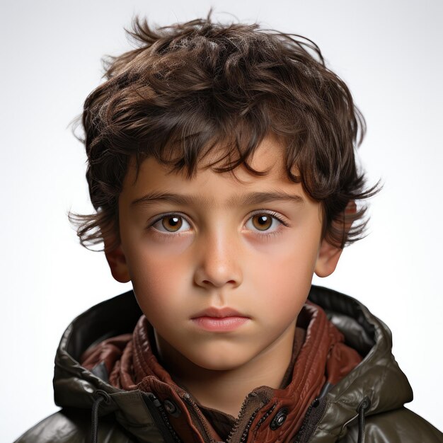 Premium AI Image | Determined 9YearOld Kazakhstani Boy with Steely Gaze