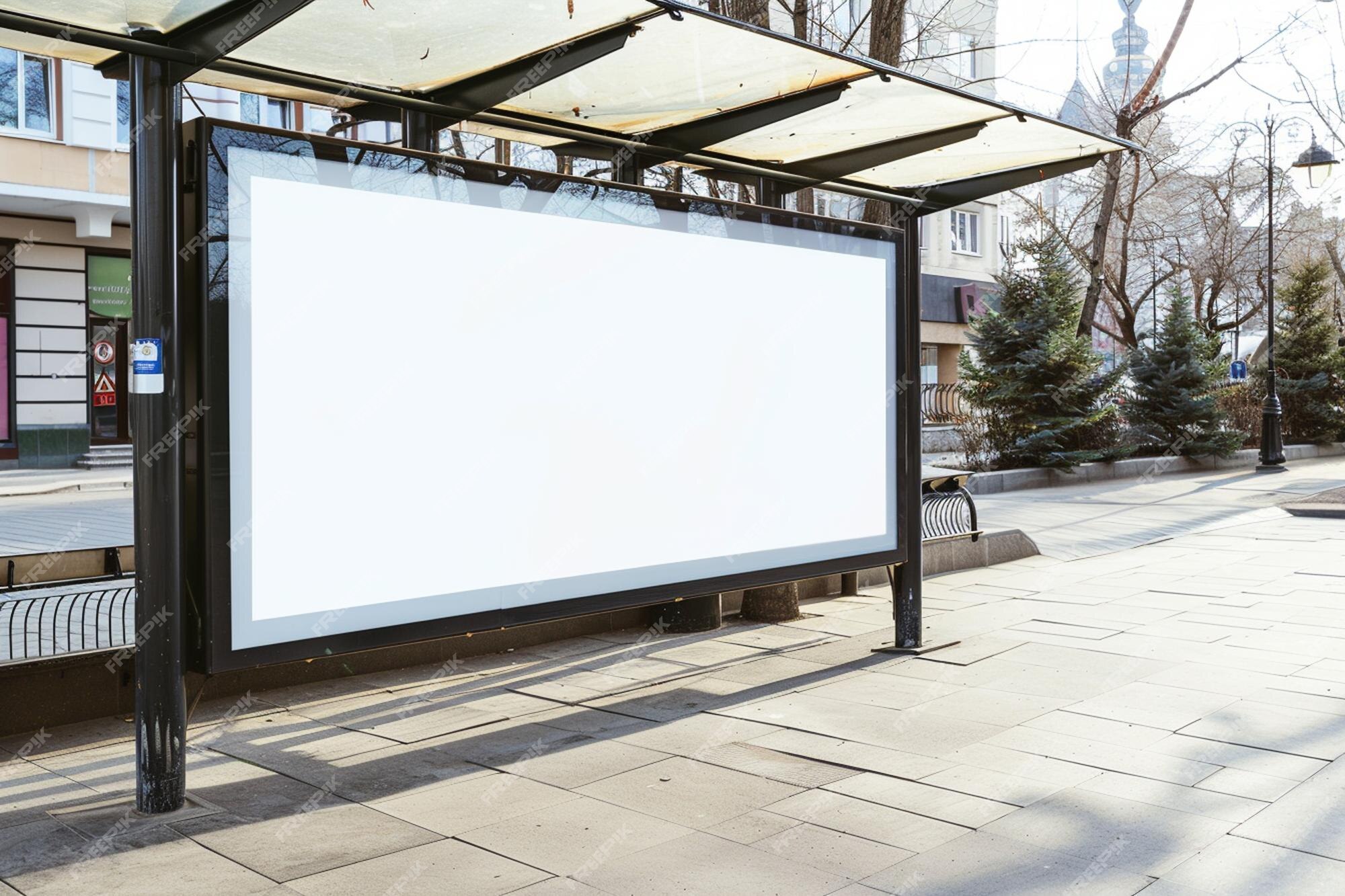 Premium Photo | Digital ad sign mockup screen at the bus stop