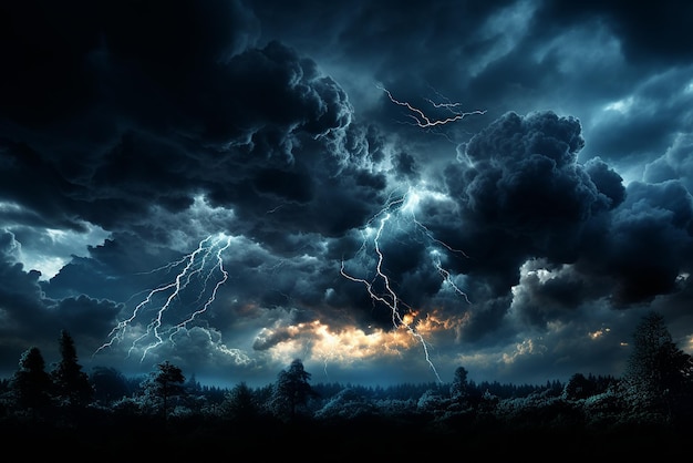 Premium AI Image | Dramatic sky lightning clouds Cloudscape