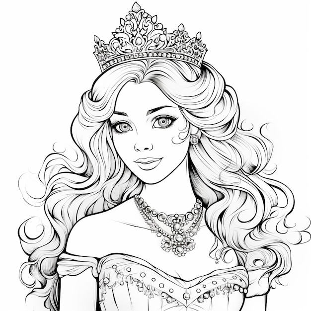 Premium AI Image | a drawing of a beautiful princess with a tiable and ...