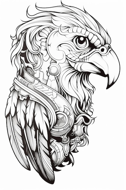 Premium AI Image | A drawing of an eagle with a large head and a large ...