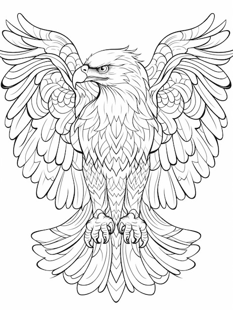 Premium Photo | A drawing of an eagle with wings spread out generative ai