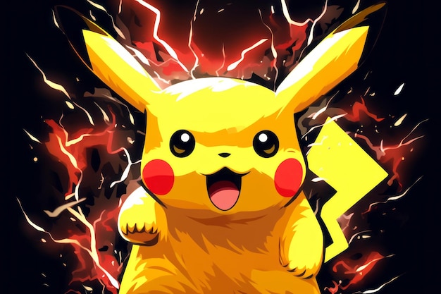 Premium AI Image | Electrifying Pikachu Vector Artwork in 32 Aspect Ratio