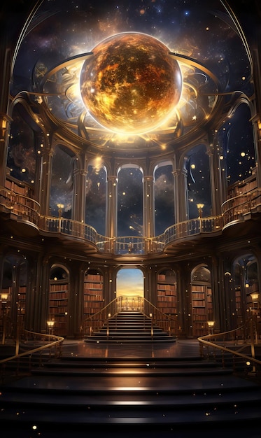 Premium AI Image | An ethereal celestial library in the Metaverse ...