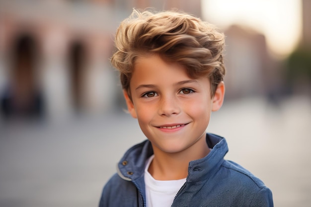 Premium AI Image | An europa boy kid smile at camera