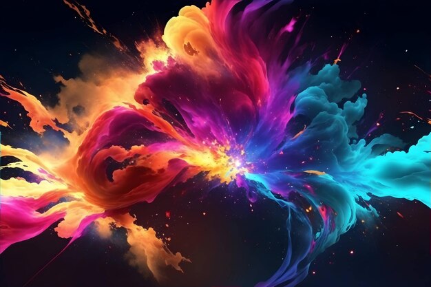 Premium Photo | Explosion Big Bang Color Wallpaper generative ai