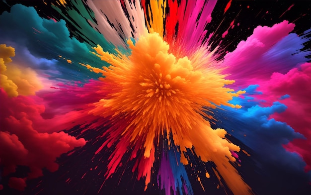 Premium AI Image | Explosions of colors on a picture many colors