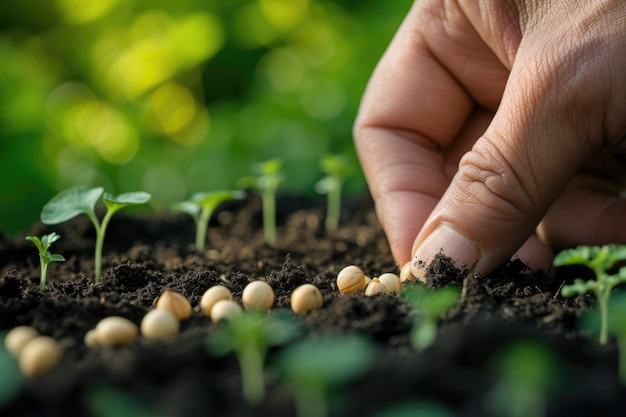 Premium Photo | Farmers hand planting seeds in soil