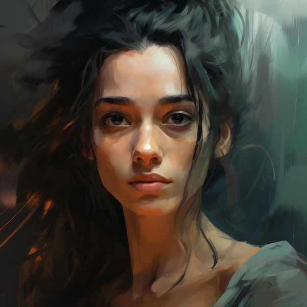 Premium AI Image | Female Painter Creating Detailed Oil Portraits In ...