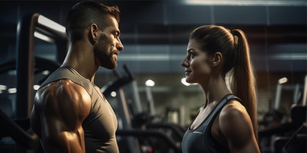 Premium AI Image | fitness couple workout in gym image.