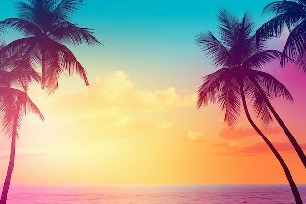 Premium Photo | Gradient tropical summer background with palm trees and ...