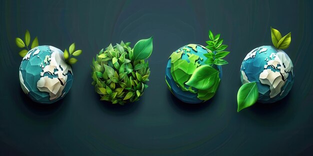 Green Earth Symbols of Environmentalism High Detailed Realistic Concept ...