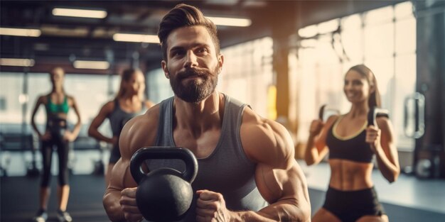 Premium AI Image | gym people use dumbbells