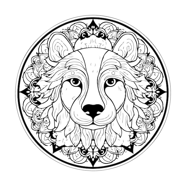 Premium Photo | Hand drawn coloring page animal mandala illustration ...