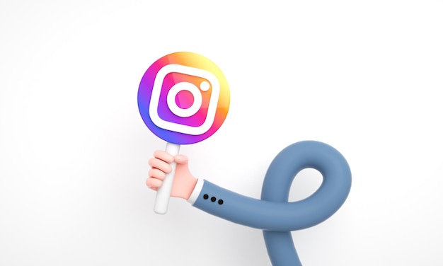 Premium Photo | Hand holding social media instagram icon and logo background  for social media marketing