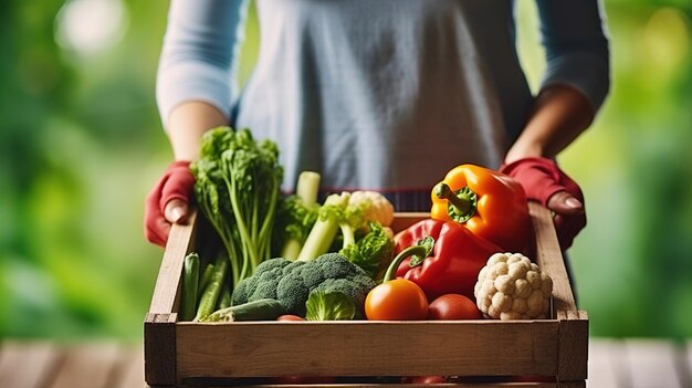 Premium Photo | Hands hold a pack of fresh vegetables