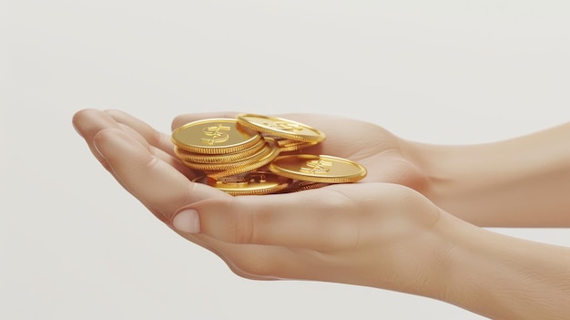 Premium Photo | Hands holding gold coins Concept of money wealth ...