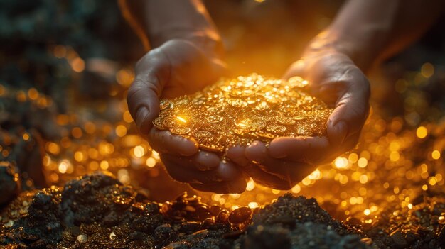 Hands Holding Gold Coins | Premium AI-generated image