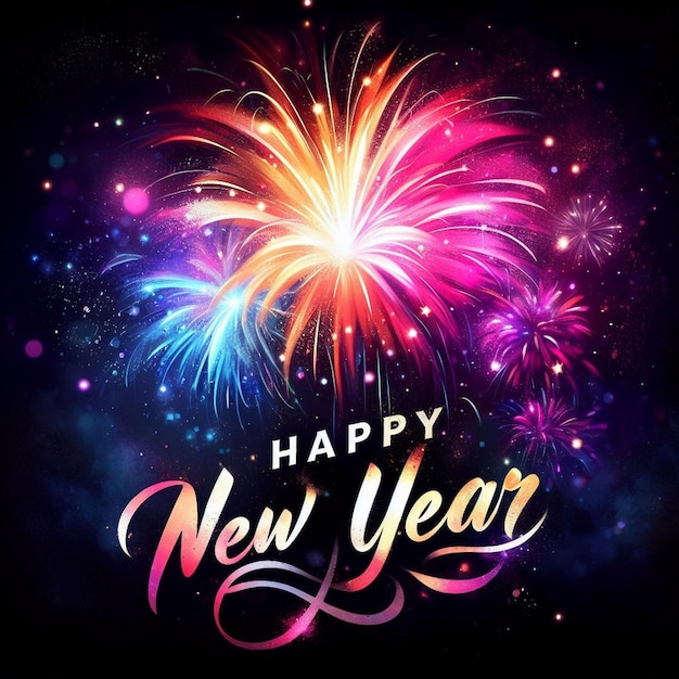 Premium AI Image | Happy New Year Celebration Text with Festive Gold ...