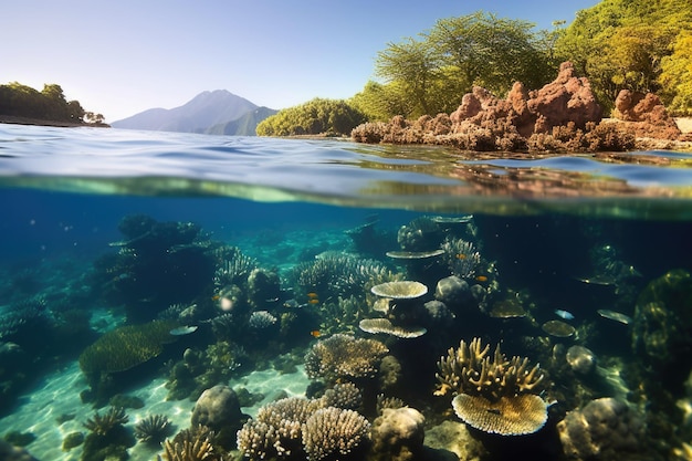 Premium AI Image | Healthy coral reefs thriving in protected marine reserve