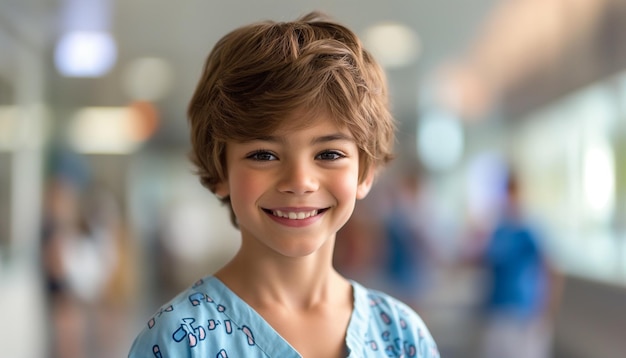 Premium Photo | Hyper realistic young boy wearing hospital patient ...