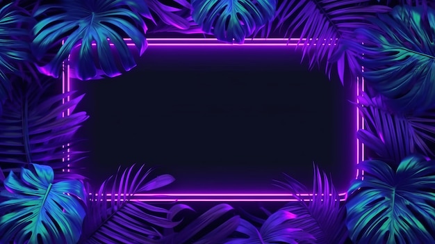 Premium AI Image | Illustration of a vibrant purple neon frame ...