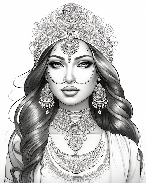 Premium Photo | Indian Bride Themed Coloring Pages