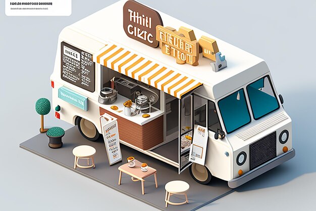 Premium Photo | Isometric View of Mobile Coffee Shop Food Truck