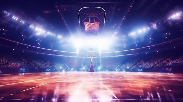 Premium AI Image | Large Basketball court arena World basketball day ...