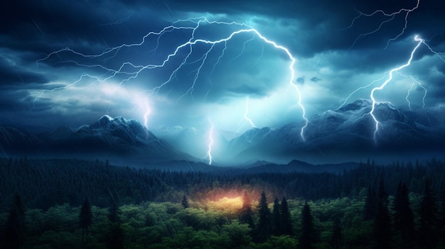 Premium Photo | Lightning in Wild Nature Background