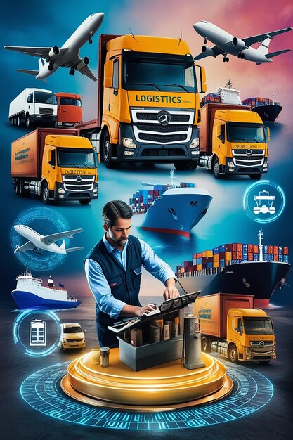 Logistics and transportation poster design | Premium AI-generated image