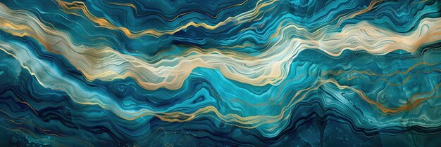 Premium Photo | Abstract Blue and Gold Fluid Art Waves