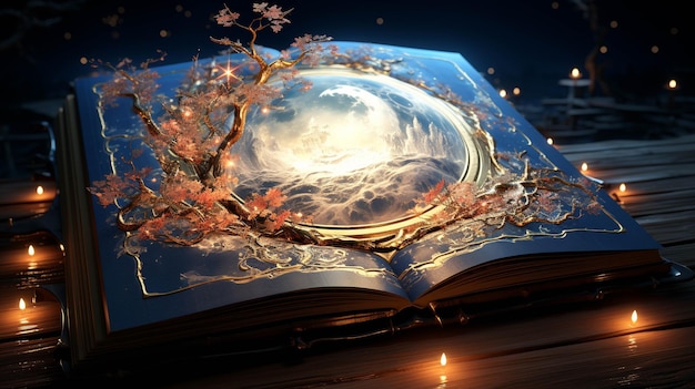 Premium AI Image | magic book HD wallpaper photographic image