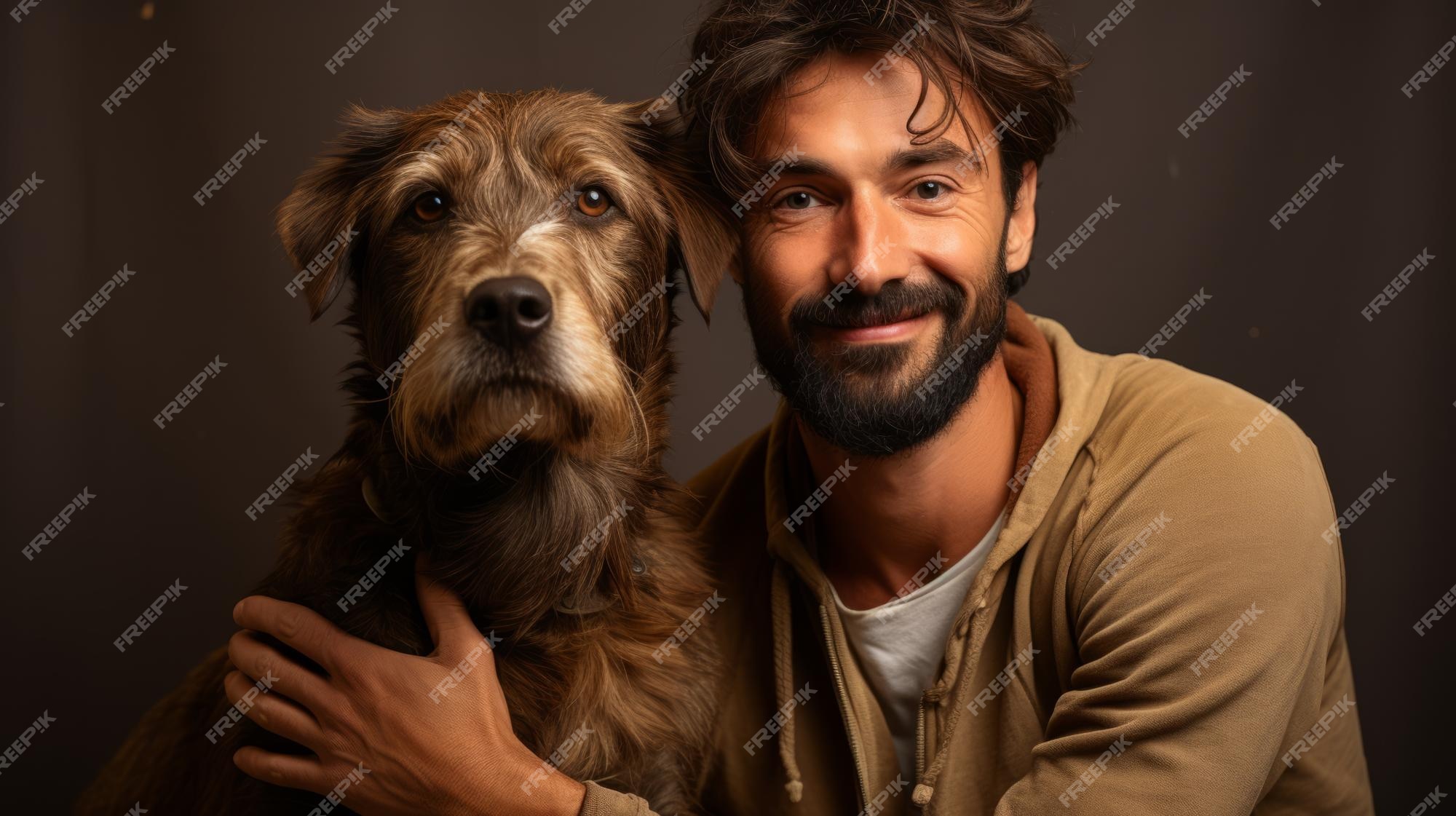 Premium Photo | A man and his dog pose for a portrait