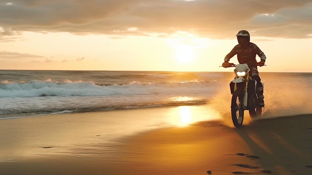 Premium Photo | Man on motorbike on beach wearing cap on a bali beach ...