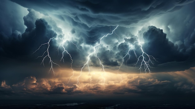 Premium Photo | A massive cloud of lightning with a massive cloud