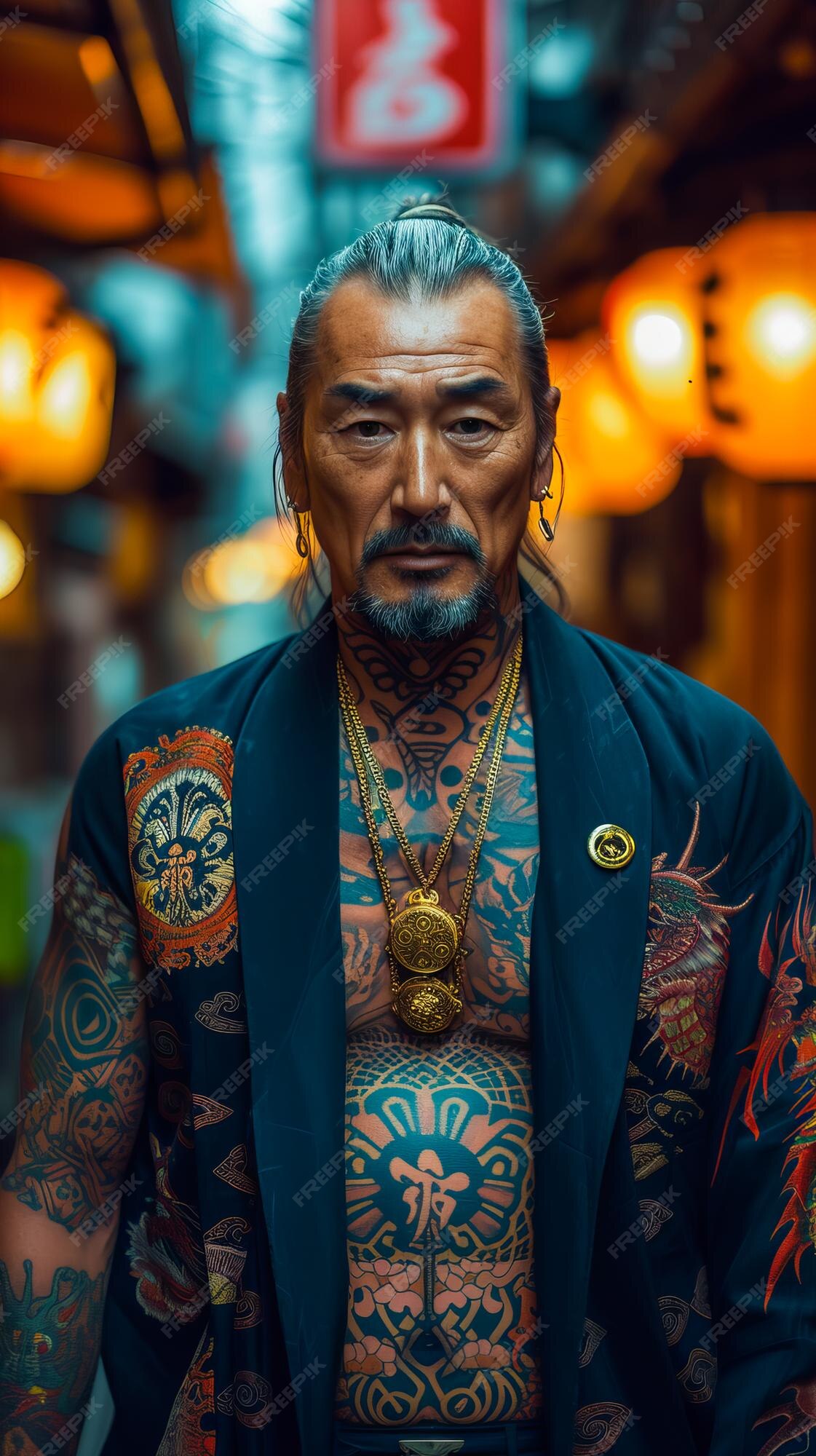 Premium Photo | A Mature Japanese Gangster in Traditional Attire Yakuza ...